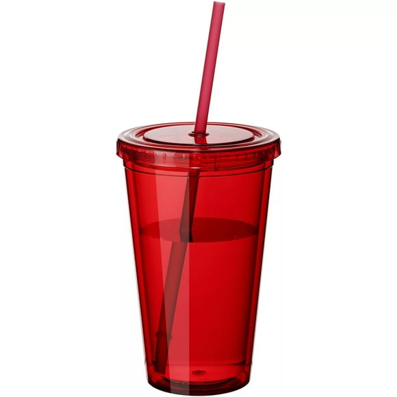 Heily Double Wall Tumbler, Reusable Iced Coffee Cup, Clear, Plastic, Set of 1