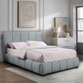 thumbnail image 4 of Ilios Innova | Base de Cama con Cabecera Matrimonial y Sistema Hidráulico para Almacenamiento, Estructura de Madera con Tapizado en Lino color Azul., 4 of 9