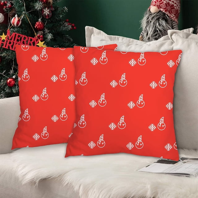 LSLJS Christmas Pillow Covers 18x18 Inch Set of 2 Christmas Tree Decorative Red Throw Pillows Winter Christmas Decor for Home Couch, Bedroom Pillowcase