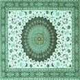 thumbnail image 1 of Ahgly Company Indoor Square Medallion Turquoise Blue Traditional Area Rugs, 5' Square, 1 of 4