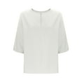 thumbnail image 7 of ABATAB Women Plus Size Cotton Linen Shirts Casual Lightweight Solid Color Tee Blouses Loose Fit Half Sleeve Collared Vacation Tops(X-Large,White), 7 of 7