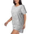 thumbnail image 3 of Womens Pajama Sets With Pocket, Silver Glitter Lounge Sets Short Sleeve Sleepwear PJ Sets for Women, 3 of 6