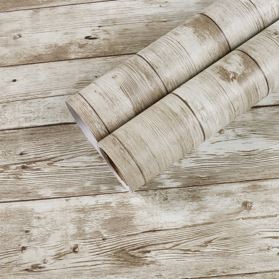 CHIHUT Light brown Wood Contact Paper Peel and Stick Wallpaper for Walls 17.7"x100" Wood Grain Self Adhesive Textured Contact Paper for Countertops Rustic Removable Vinyl Film for Kitchen Furniture