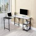thumbnail image 2 of Escritorio de Ordenador en Forma de L FurnitureR Blanco+Negro 124*100*74cm, 2 of 8