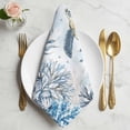 thumbnail image 2 of Blue Sea Turtles Cloth Napkins, Coastal Ocean Seahorse Starfish Coral Washable and Reusable Dinner Napkins Set of 6, Table Napkin for Kitchen Party Birthday Wedding Hotel Housewarming 20"x20", 2 of 9