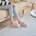 thumbnail image 2 of Cute Women's Memory Foam House Slippers - Fuzzy Plush Faux Fur Slippers with Bow Butterfly Tie - Anti-Skid Indoor/Outdoor Gifts for Women, Moms & Ladies, 2 of 10