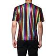 thumbnail image 3 of Lars Amadeus Men's Metallic Shiny Nightclub Short Sleeve Party Disco T-Shirt, 3 of 6