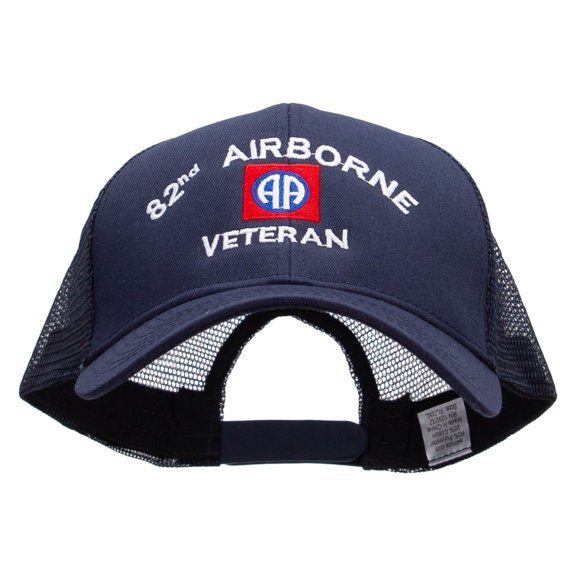 82nd Airborne Veteran Embroidered Big Size Solid Cotton Twill High Profile Mesh Pro Style Cap - Navy XL-3XL