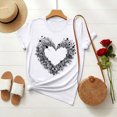 thumbnail image 4 of Womens Short Sleeve T-shirts Love Heart Print Round Neck Plus Size Tees Valentines Tops Summer Casual Tshirts (L, White), 4 of 7