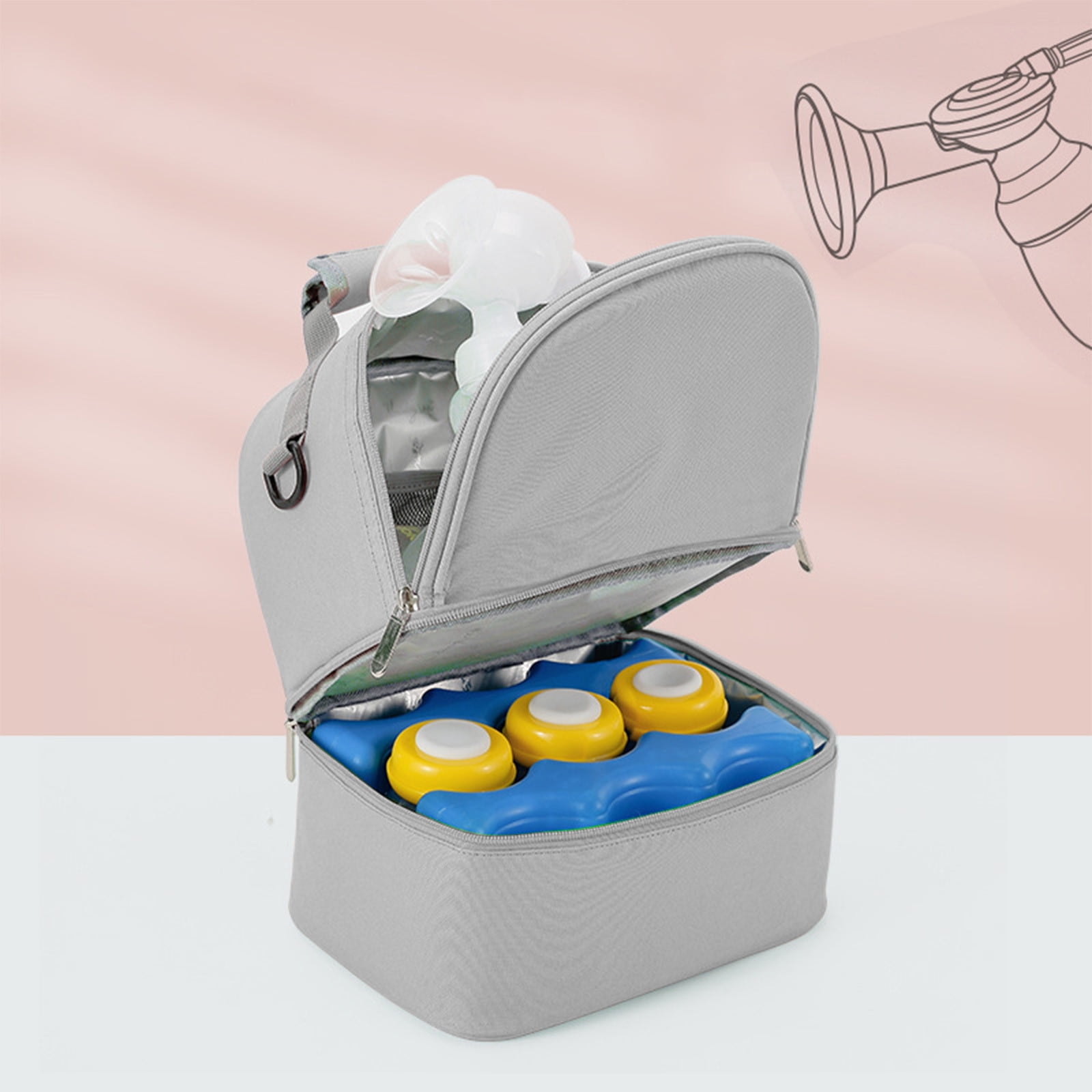 Tuphregyow Portable Insulated Breastmilk Storage Backpack Mommy Bag with Ice Pack, Ideal for Mother and Baby, Refrigerated for Long lasting Preservation Gray