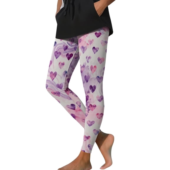 Vekome Pink Leggings for Women Plus Size Valentines High Waisted Yoga Pants Seamless Heart Lightweight Running Tights L