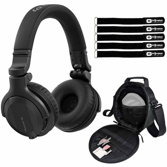 Pioneer DJ HDJ-CUE1BT Matte Black Wireless Bluetooth Headphones with Headphone Gear Bag Package