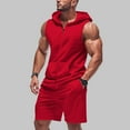 thumbnail image 2 of GERsome Mens 2 Piece Outfits Zip Up Sleeveless Tank Tops and Shorts Sets Summer Athletic Tracksuits Casual Hoodie Sports Gym Sets M-3XL, 2 of 7
