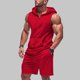thumbnail image 2 of Hombres Chaqueta Casual Color Sólido Versátil Botón Solapa Algodón Lino sin Mangas Superior, Chaquetas de Ropa Exterior Casual con Capucha, 2 of 7