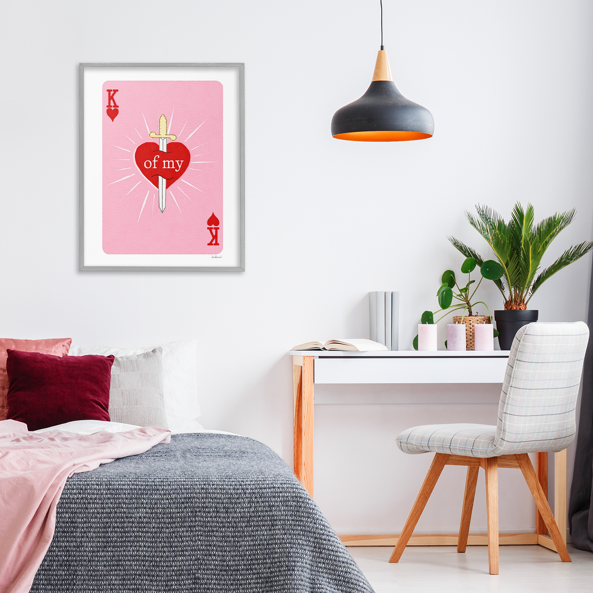 King Of My Heart Sword Gray Framed Giclee Art, design by Amanda Greenwood