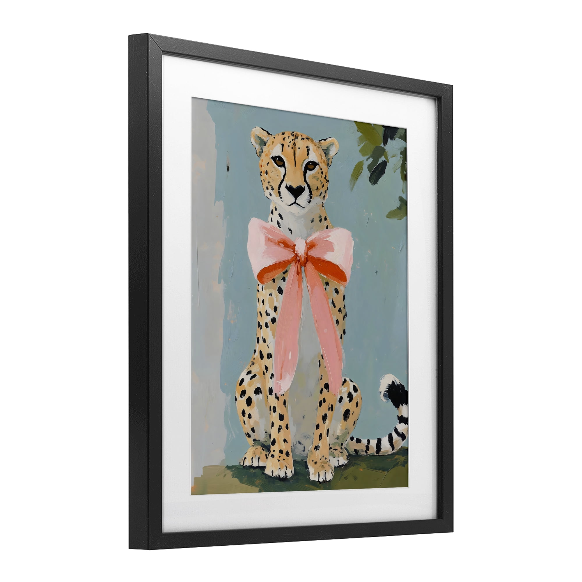 Stupell Industries Cheetah with Big Pink Bow Black Framed Print Under Glass, design by The Prints Vibe