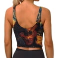 thumbnail image 3 of Lsque Starry Night Cat Guitarist Printed Women'S Sports Bra, Compression, Moisture Wicking, High-Impact Sports Bra For Women,Supportive sports bra-X-Large, 3 of 9