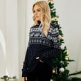 thumbnail image 4 of Fair Isle Sweater for Women Crew Neck Stripe Sweater Loose Comfortable Fall Winter Long Sleeve Pullovers Top Multicolor, 4 of 5