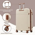 thumbnail image 4 of Euroco Front Opening Luggage Sets 3 Piece,Hardside Expandable Suitcase with Bags,Spinner Wheels and TSA Lock,Lightweight Carry on Luggage with USB Port,20"+24",Brown+White, 4 of 9