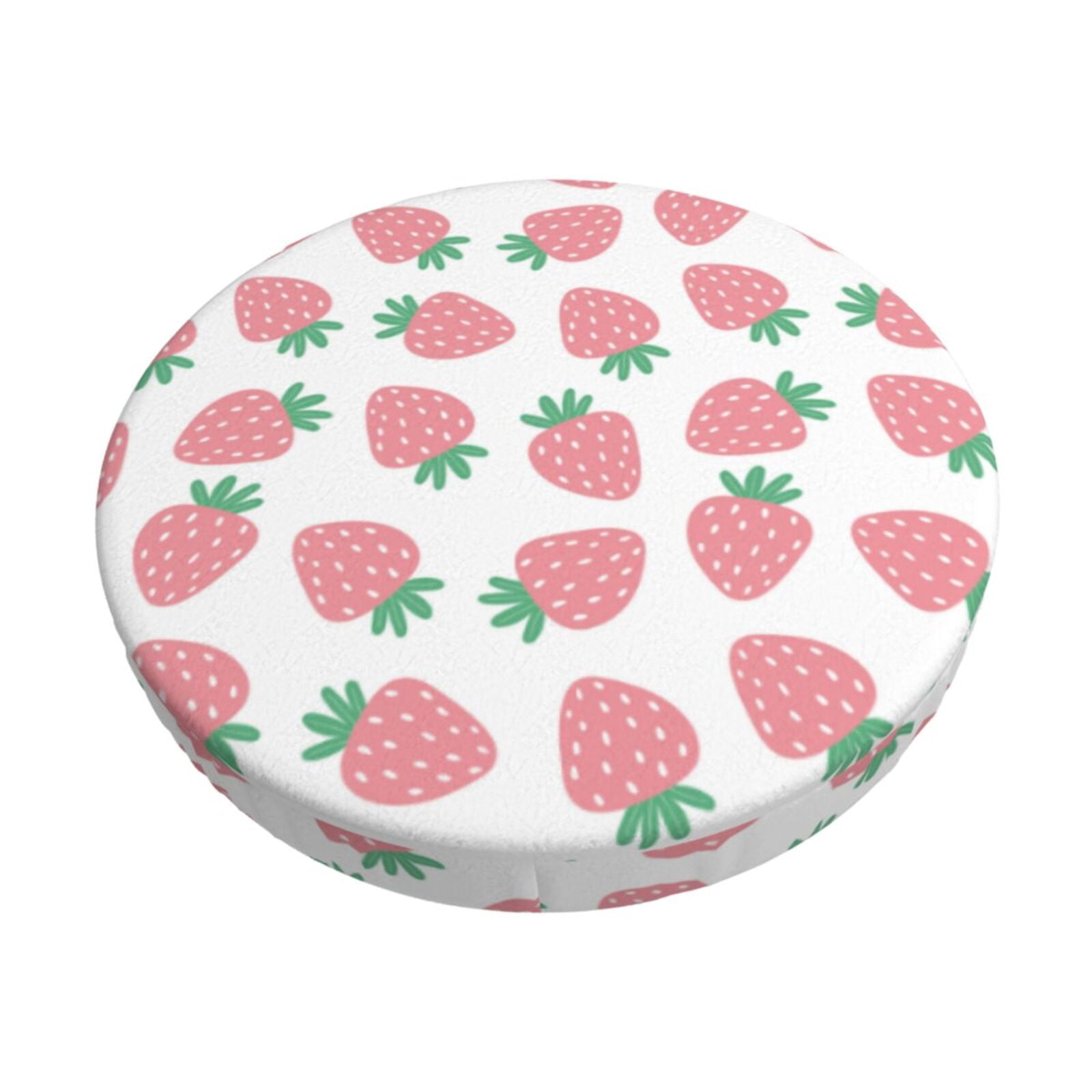 Easygdp Strawberry Print Easy To Install Bar Stool Covers&Stool Covers Round&Elastic Stool Cover, Barstool Covers,Washable&Bottom With Elastic Edge-12 inch
