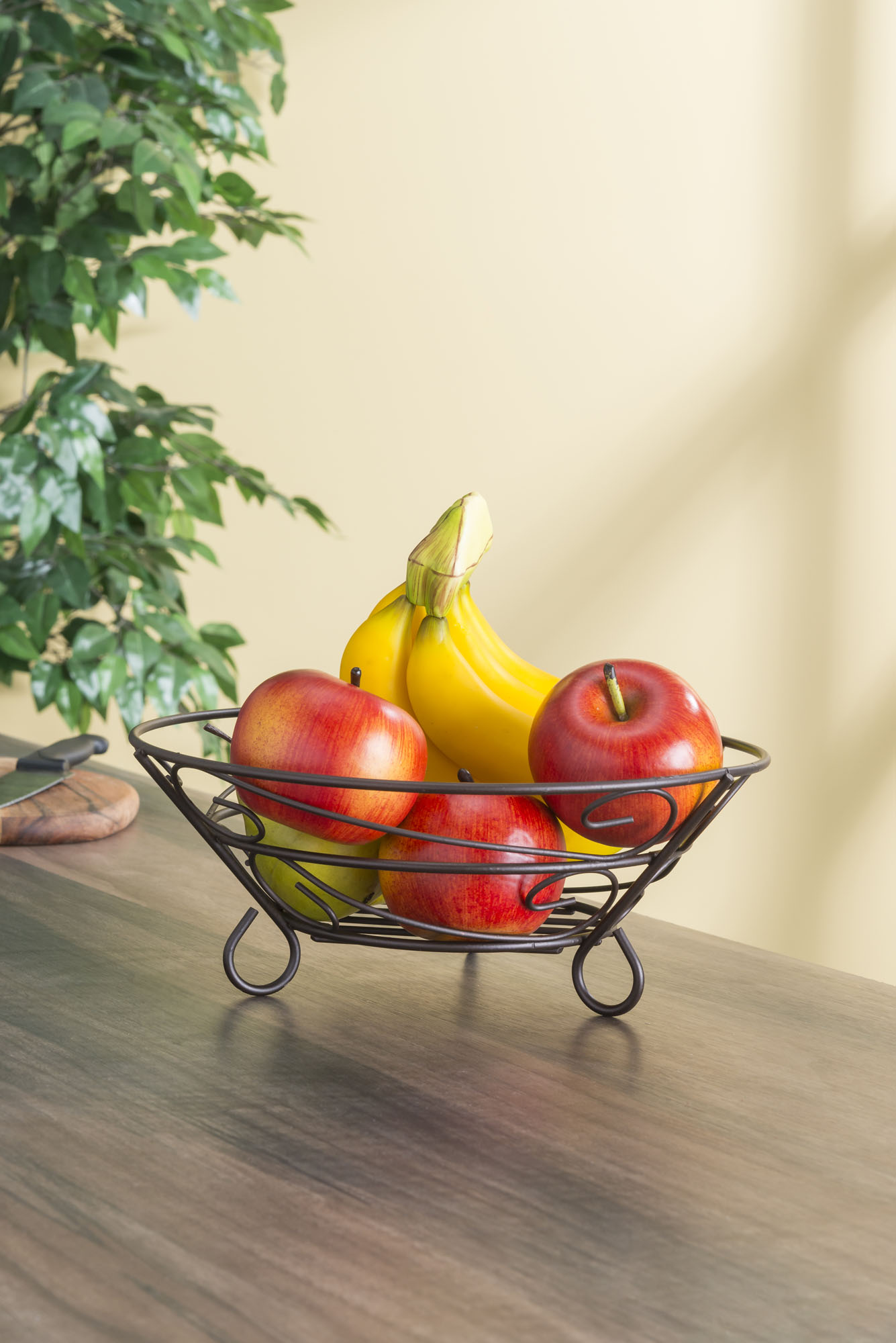 Scroll Collection Steel Fruit Basket, Bronze