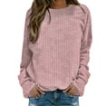 thumbnail image 3 of Women's Vertical Stripe Round Neck Long Sleeve T-Shirt, Soft Polyester Casual Pullover Top with Breathable Comfort for Winter Season, Daily Wear, Party Events and Street Fashion Red XXL, 3 of 6