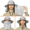 thumbnail image 2 of SUN CUBE Fishing Hat for Men Outdoor UV Sun Protection Wide Brim Sun Hat with Neck Flap Face Cover - Outdoor Hiking Safari UPF50+ Boonie Bucket Hat (Light Gray), 2 of 8