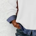 thumbnail image 7 of ManxiVoo Women's Denim Patchwork Sweatshirt Casual Lapel V Neck Long Sleeve Pullover for Street Style L Size White, 7 of 7