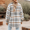 thumbnail image 3 of SOMER Women's Flannel Plaid Shacket Long Sleeve Button Down Shirts Jacket Coats with Pockets Fall Winter 2025, 3 of 6
