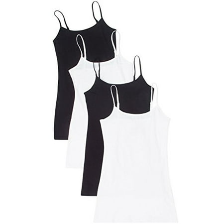 

Essential Basic Women Value Pack Long Camisole Cami - Black Black White White 1X