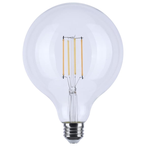Satco S12155 8W LED G40 Globe Bulb, Warm Dimming 3000K-2000K, 800 Lumens, 90 CRI, 60W Replacement, Clear Glass, E26 Medium Base, Enclosed Fixture Rated, Dimmable, 120 Volt (6 Pack)