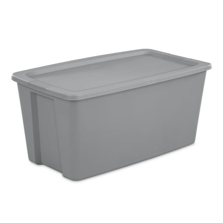 Sterilite 50 Gallon Tote, Plastic Storage Bin With Snap-On Lid, Gray