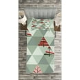thumbnail image 3 of Ambesonne Tree Quilted Bedspread Set 2 Pcs, Illustration of Triangles, Twin Size, Coral and Reseda Green, 3 of 3