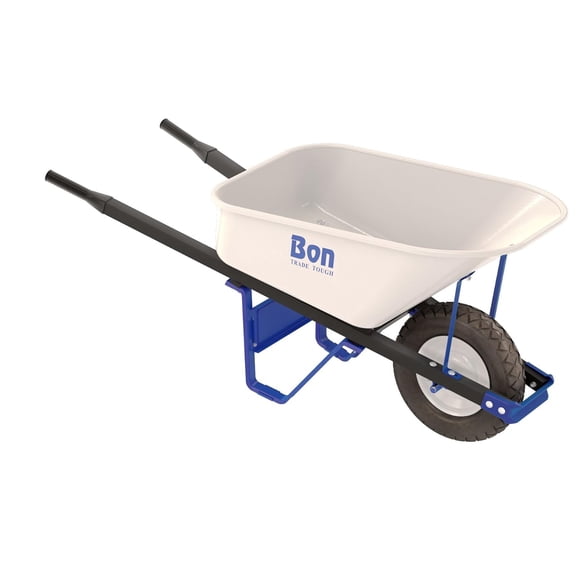 Bon 84-974 Trade-Tough Steel Tray Wheelbarrow, 6 Cu. Ft