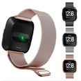 thumbnail image 2 of Metal Bracelet for Fitbit Versa 2 3 4 Lite Sense Band Wrist Milanese Sense 2 Replacement Magnetic Loop Bracelet Fit Bit Watch Strap Rose Pink For Women, 2 of 5