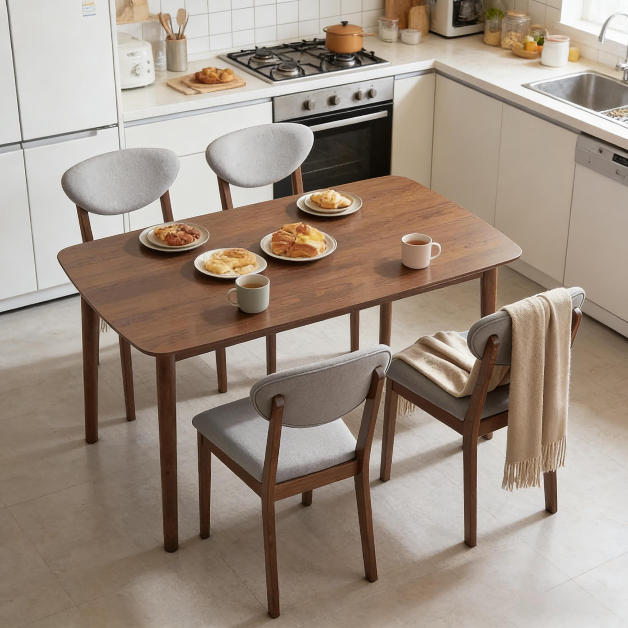 Stable Dining Table Set,Compact Kitchen Table and Chairs,Modern Style 5-piece Dining Table Set