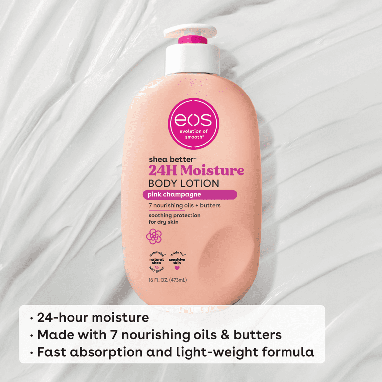 eos Shea Better Body Lotion for Dry Skin, Pink Champagne, 16 fl oz