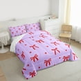 thumbnail image 3 of Feelyou Kawaii Bowknot Ribbon Bedding Comforter Set for Girl, Cartoon Purple Red Twin Comforter Sets, Fairy Tale Princess Reversible Bedding Set, Luxury Bedroom Decor, 2pcs, 3 of 8