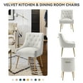 thumbnail image 3 of SEYNAR Elegant Tufted Upholstered Dining Chairs Set of 6, Velvet Side Accent Chair with Golden Legs for Dining Room,Vanity Chair(White), 3 of 9