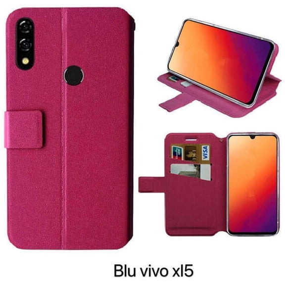 Golden Sheeps Flip Case Compatible for BLU Studio View 2019-6.0” Magnetic Leather Wallet Pouch Cover Case Card Holder with a Viewing Stand (Pink)