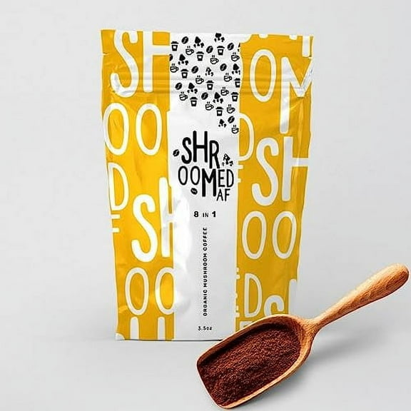 Organic Mushroom Coffee| 8 in 1 Supercharged Mushrooms & Arabica Coffee | Lion's Mane, Reishi, Turkey Tail, Chaga, Cordyceps, Almond Agaricus, Maitake, and Tremella Fuciformis | 3.5oz