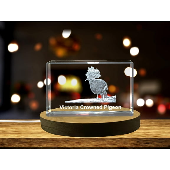 Victoria Crowned Pigeon 3D Engraved Crystal 3D Engraved Crystal Keepsake/Gift/Decor/Collectible/Souvenir