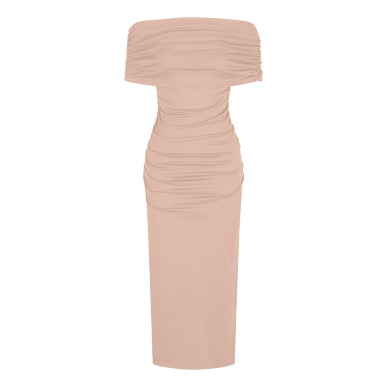 strapless open back dress Love In The Summer Maxi Dress Pink