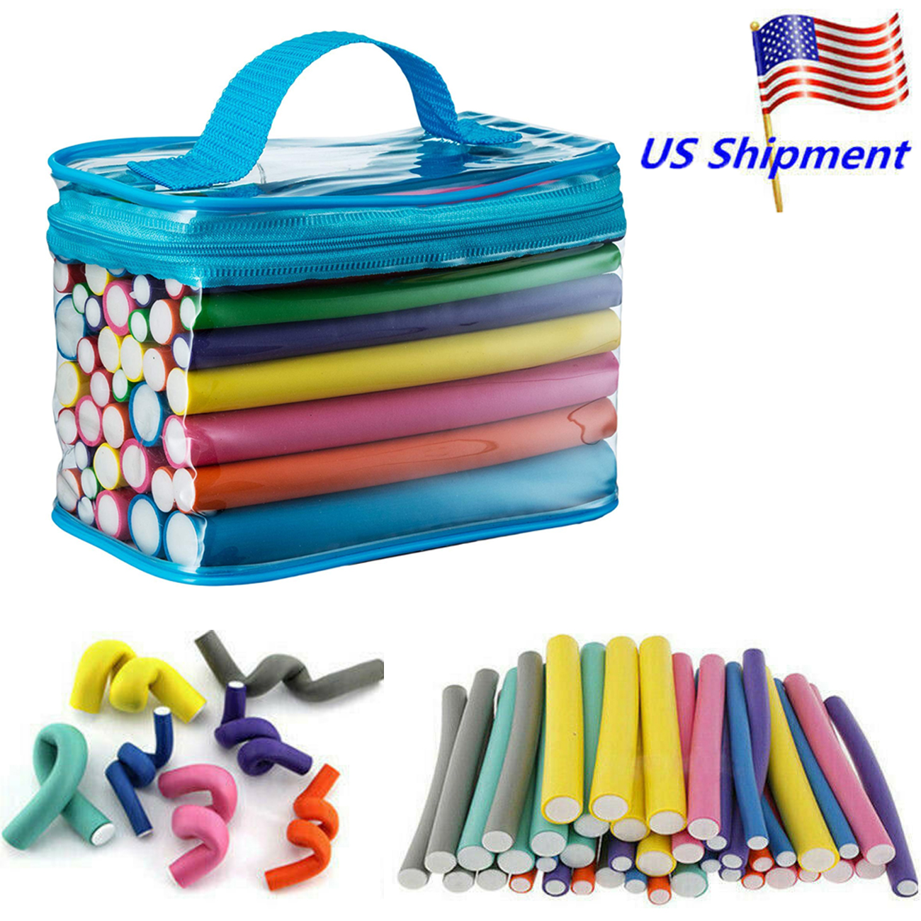 42pack 7" Flexible Curling Rods TwistFlex Hair Curler Roller Set