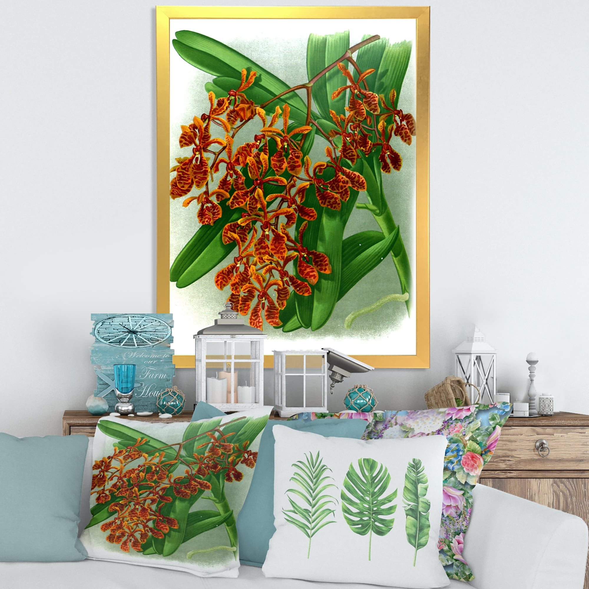 Designart 'Flowers Retro II' Farmhouse Framed Art Print