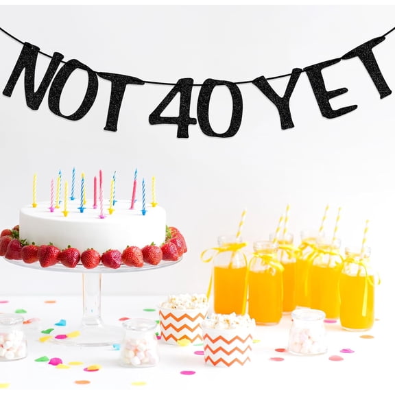 Not 40 Yet Banner, 39th Birthday Decorations for Men ＆ Women, Funny 39th Birthday Party Decor, PRE STRUNG