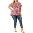 thumbnail image 2 of Agnes Orinda Women's Plus Size Retro Ditsy Floral Short Sleeve Round Neck Blouses, 2 of 7