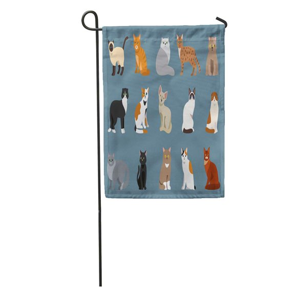 SIDONKU Cat Breed Cute Pet Portrait Fluffy Young Adorable Cartoon and Pretty Fun Play Feline Sitting Garden Flag Decorative Flag House Banner 12x18 inch