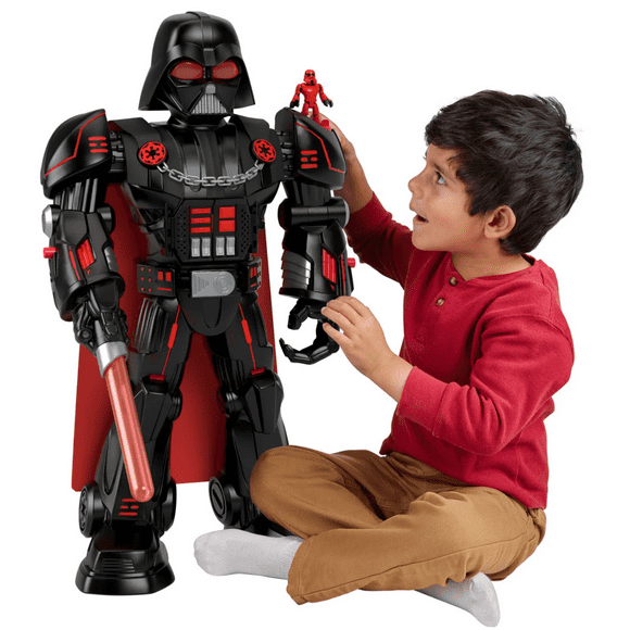 Fisher-Price Imaginext Star Wars Darth Vader Bot 2+ Ft Tall Toy DELUXE Set, Lights Sounds & Stormtrooper Metal Character Key for Kids Ages 3+ Years