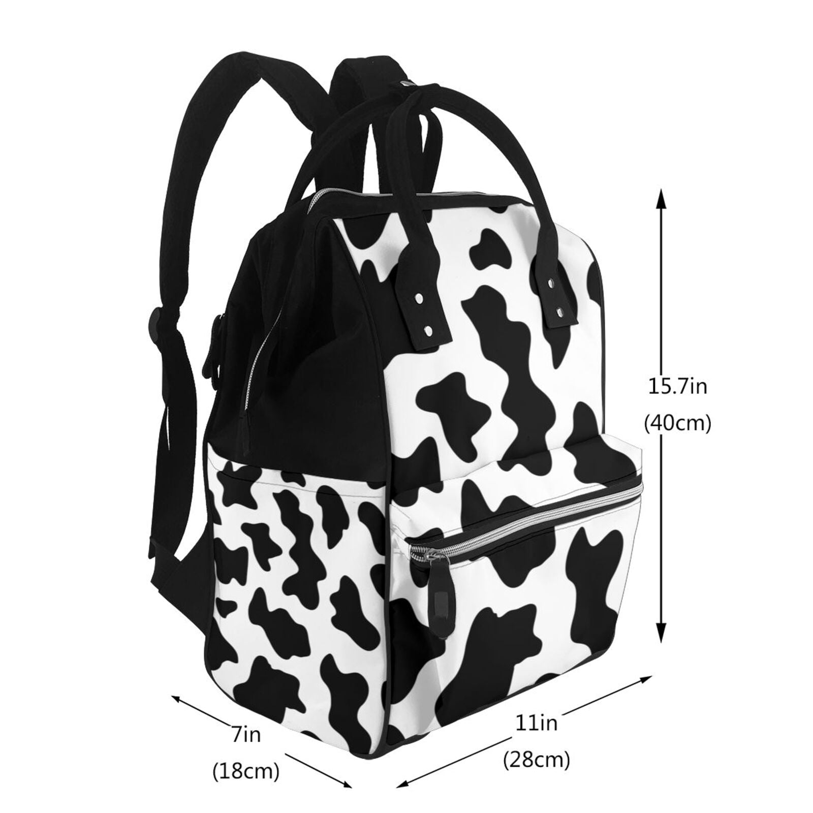 Ratiio Milk Cow Mummy Backpack - Waterproof Twill Canvas, Large Capacity Diaper Bag with Multiple Pockets and Adjustable Straps